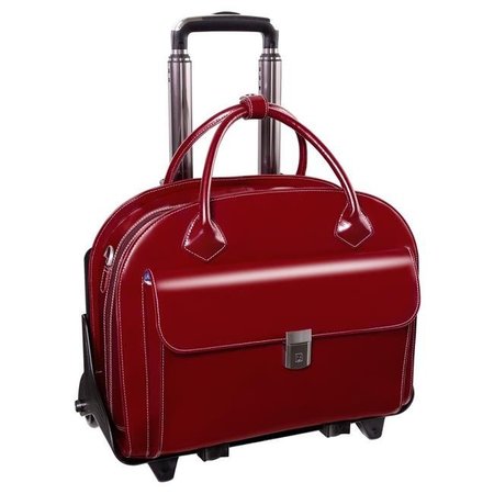 MCKLEINUSA Mcklein  94366 Glen Ellyn W Series Leather Detachable-Wheeled Ladies Case with Removable Sleeve - Red 94366